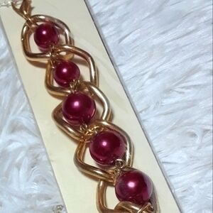 Twisted Brassy Beaded Links Bracelet